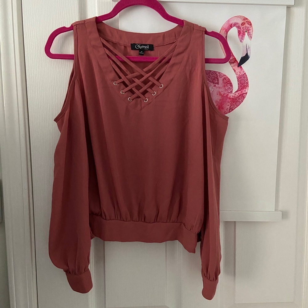 Open Shoulder Lace Up Top